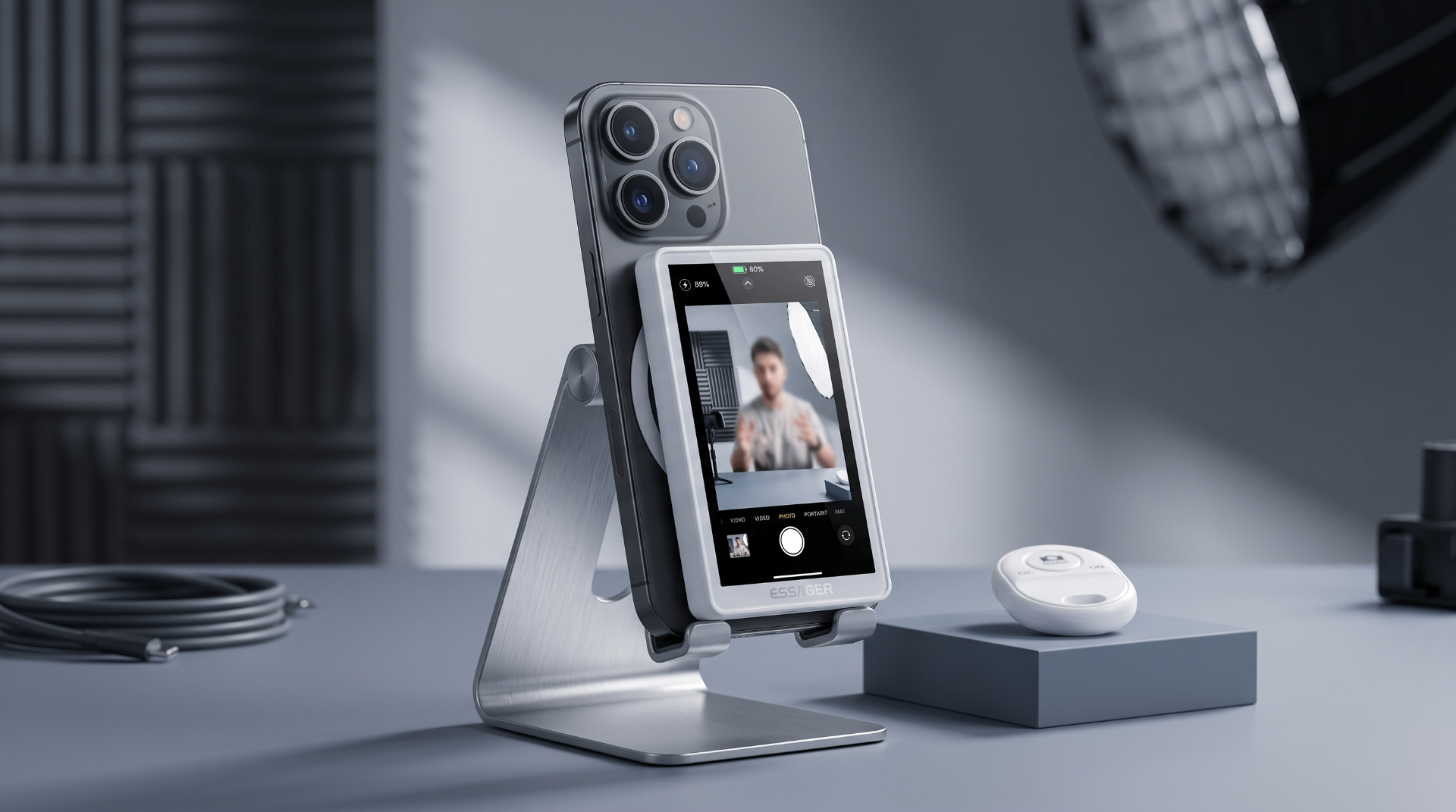 iScreen on iPhone in studio setup